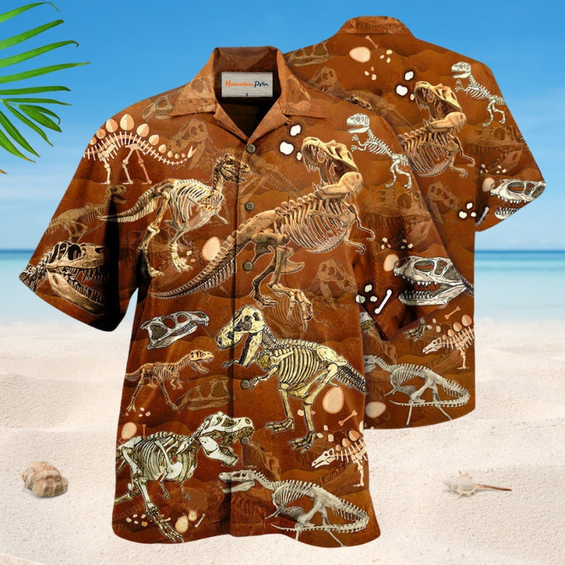 Dinosaurs Rex Skull Hawaiian Shirt For Fantasy Fans, Resort Trips, And Imaginative Summer Style