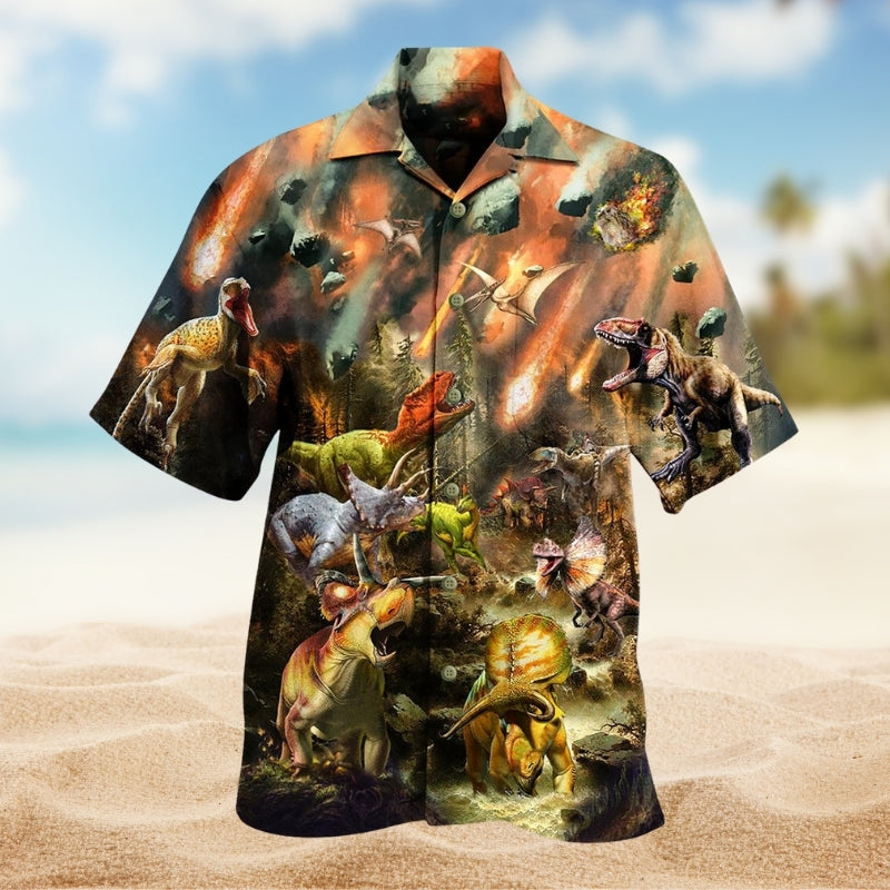 Dragon Breathing Fire Hawaiian Shirt Print Closeup For Summer Travel