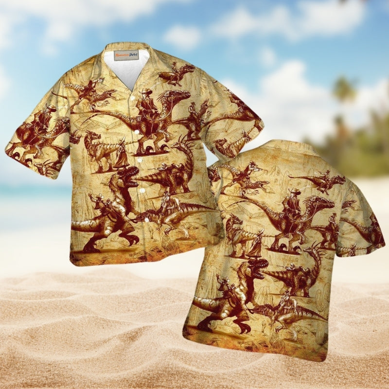 Dinosaurs World Summer Hawaiian Shirt For Tropical Holidays Resort Trips And Everyday Summer Style