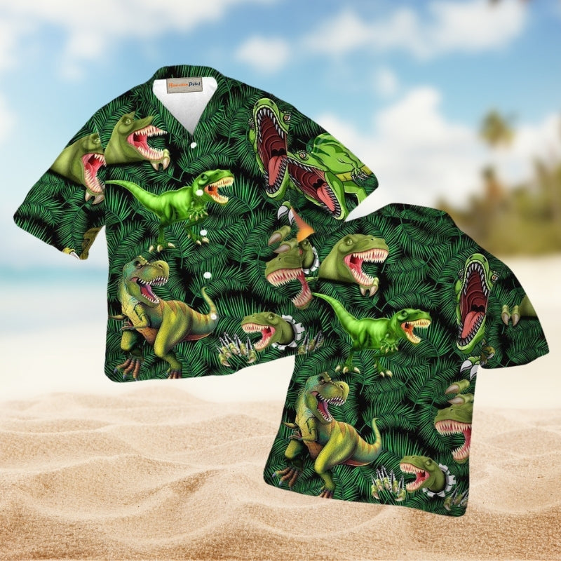 Dinosaurs World Summer Hawaiian Shirt For Beach Holidays Wildlife Lovers And Distinctive Summer Style