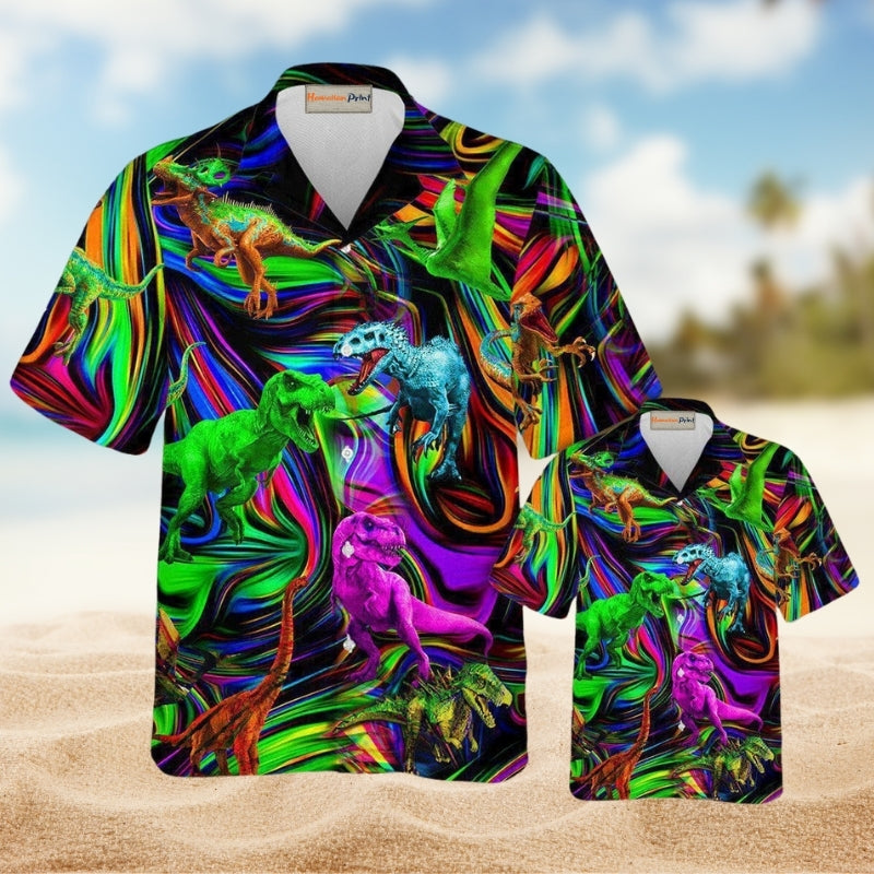 Dinosaurs World Summer Hawaiian Shirt For Summer Gatherings Island Travel And Comfortable Casual Wear