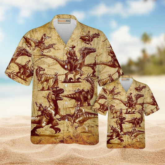 Dinosaurs World Summer Hawaiian Shirt For Tropical Holidays Resort Trips And Everyday Summer Style