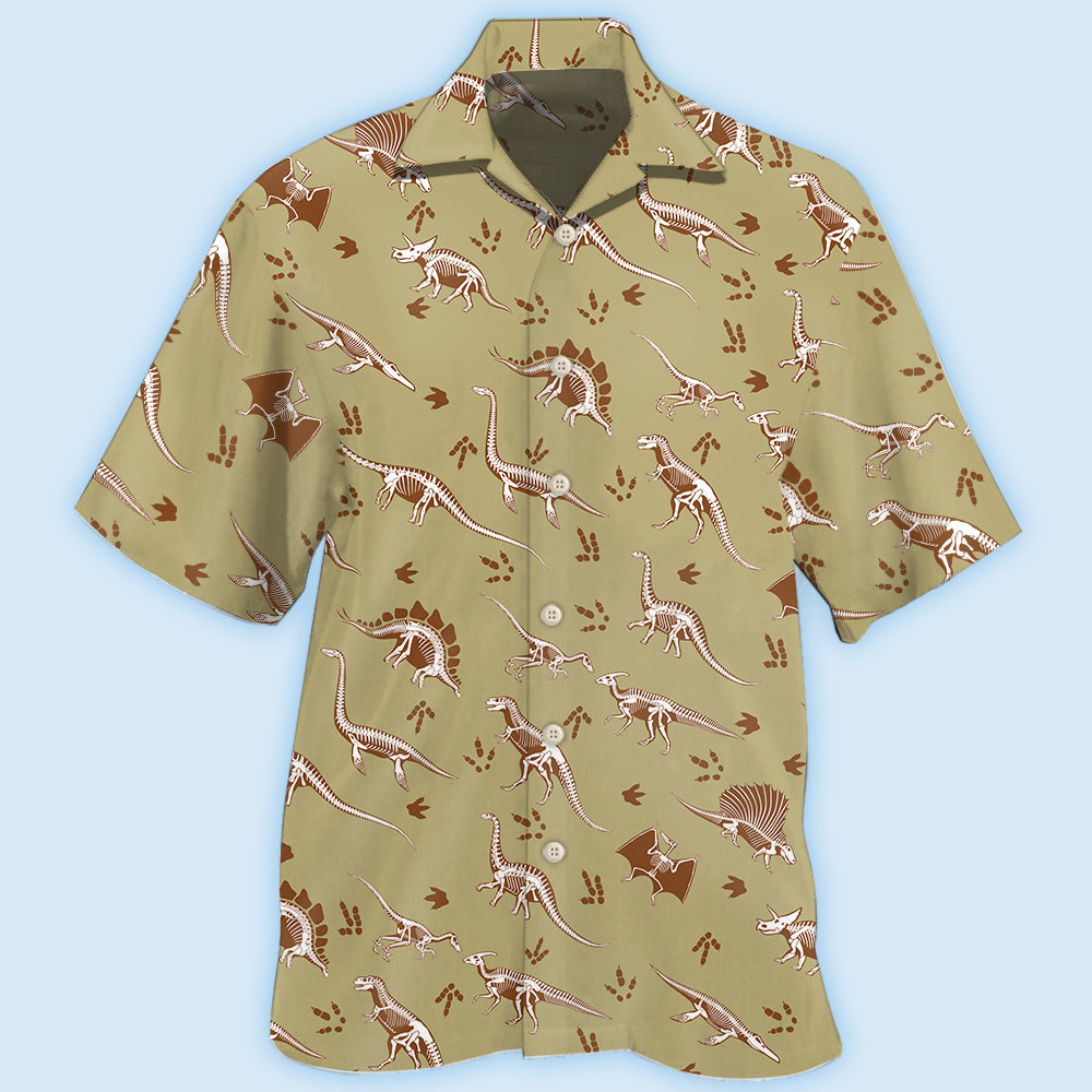 Dinosaur Pattern Hawaiian Shirt For Beach Days, Summer Outings, And Thoughtful Gift Giving
