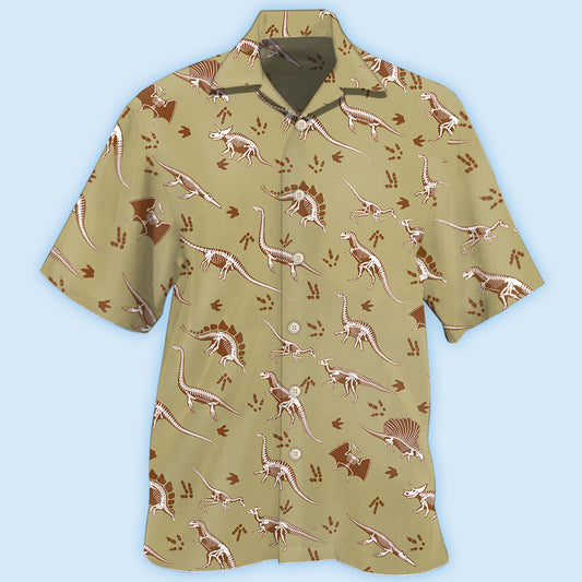 Dinosaur Pattern Hawaiian Shirt For Beach Days, Summer Outings, And Thoughtful Gift Giving