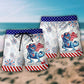 Dinosaur Independence Day Beach Shorts Design Detail For Resort And Beach Day Style