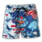 Dinosaur Humor Independence Day Beach Shorts Pattern View For Weekend Trips And Outdoor Activities
