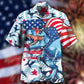 Funny Dinosaur Independence Day Dinosaurus Hawaiian Shirt Pattern Detail For Vacation Travel And Daily Wear