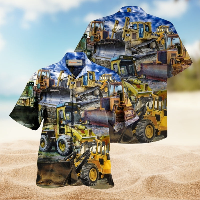 Dirt Never Hurt Bulldozer Hawaiian Shirt For Resort Getaways Outdoor Parties And Everyday Summer Wear