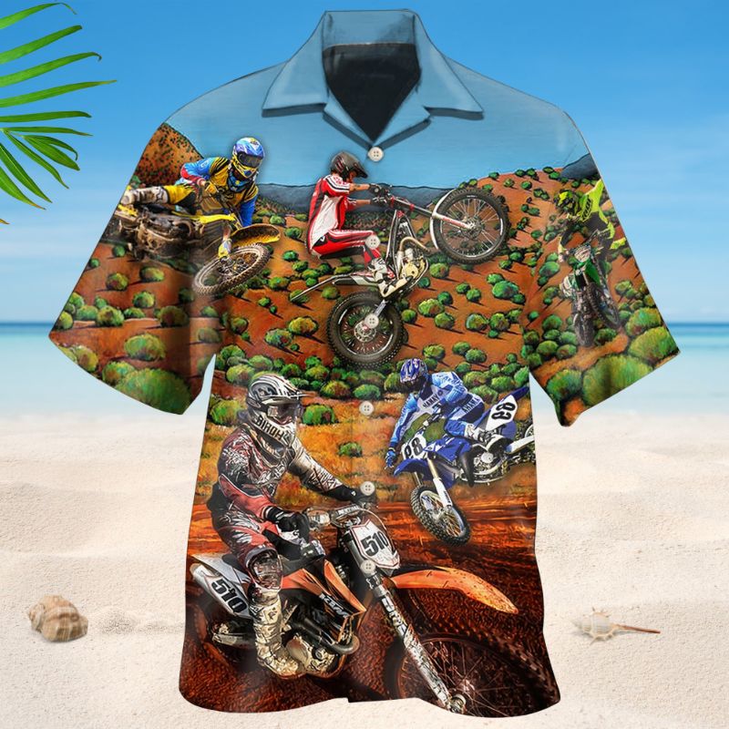 Dirt Bike Hawaiian Shirt For Tropical Holidays, Outdoor Gatherings, And Everyday Comfort