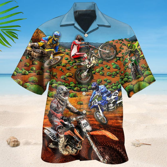 Dirt Bike Hawaiian Shirt For Tropical Holidays, Outdoor Gatherings, And Everyday Comfort