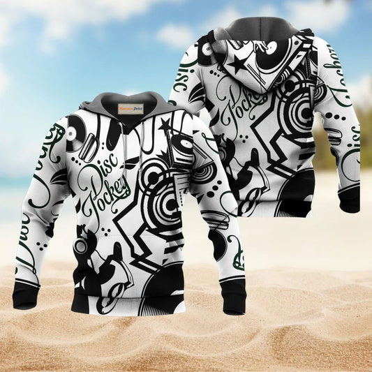Black White Disc Jockey Hoodie For Relaxed Daily Wear Weekend Outings And Thoughtful Gifting