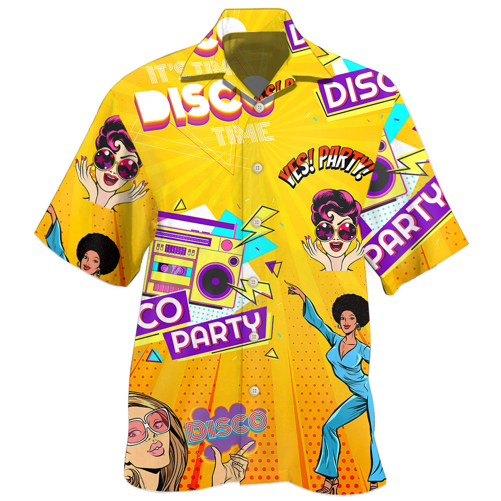 Disco Music Party Hawaiian Shirt For Festival Travel, Beach Gatherings, And Relaxed Summer Style