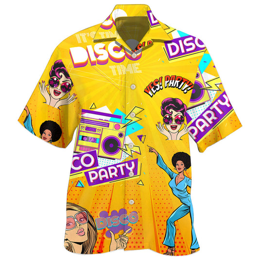 Disco Music Party Hawaiian Shirt For Festival Travel, Beach Gatherings, And Relaxed Summer Style