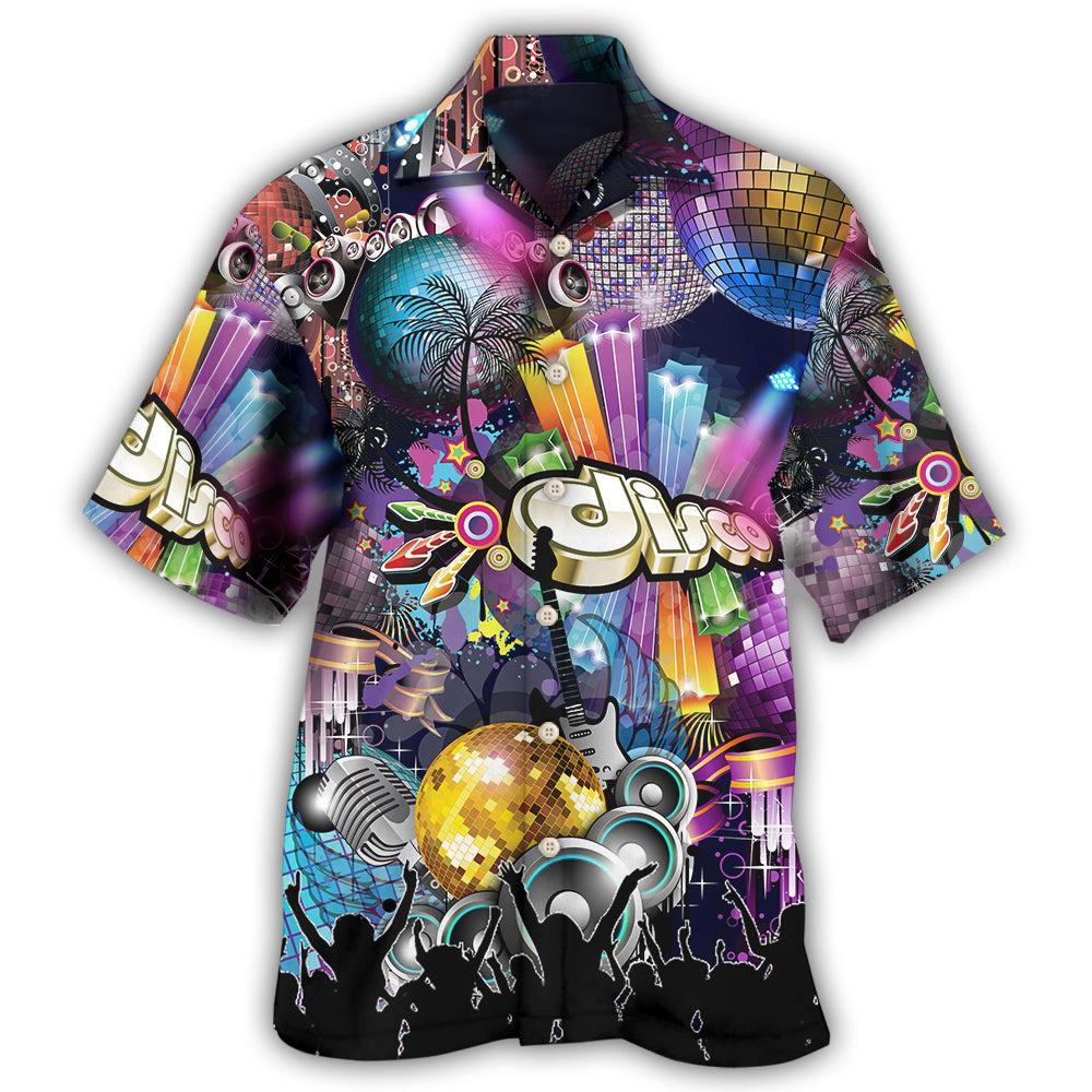 Retro Disco Party Hawaiian Shirt For Summer Vacation, Beach Travel, And Casual Wear
