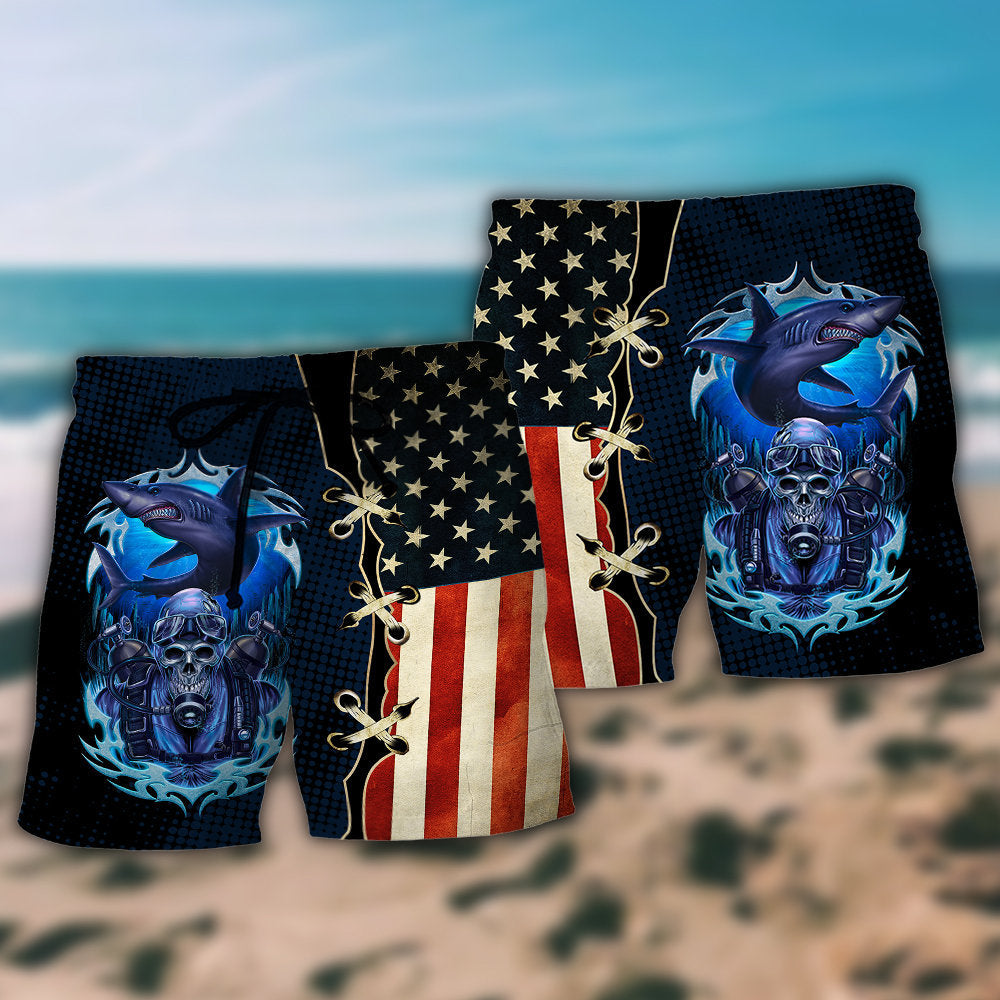 Independence Day Diving Beach Shorts Pattern Detail For Vacation Style And Bright Seasonal Outfits