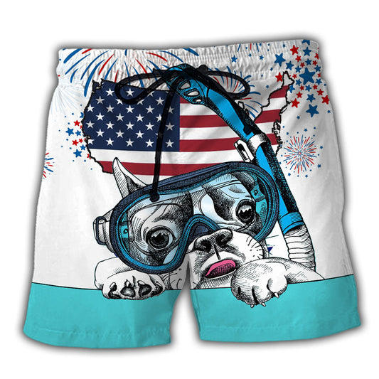 Independence Day Diving Americana Beach Shorts For Island Getaways And Weekend Casual Style