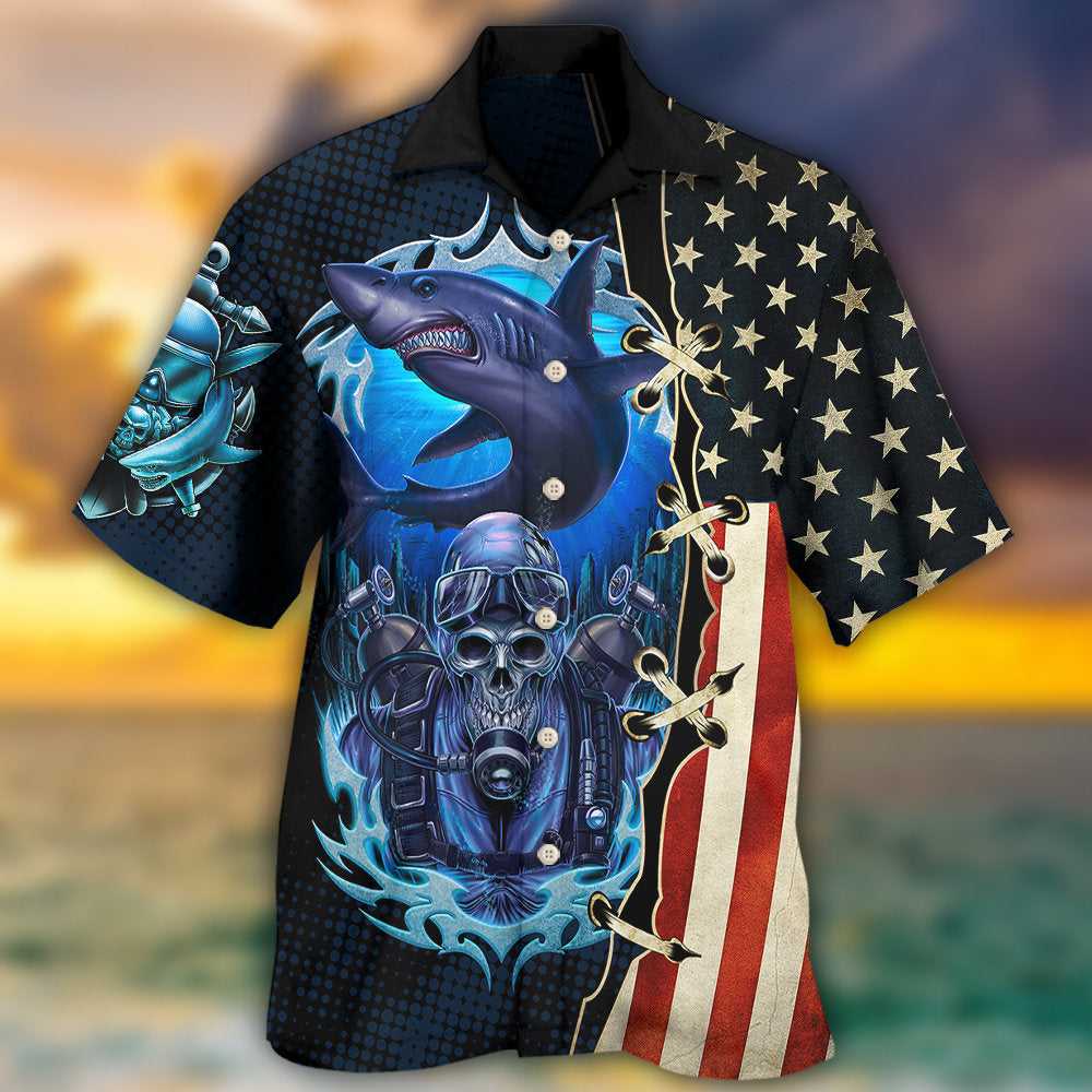 Diving Independence Day Hawaiian Shirt Design View For Casual Summer Styling