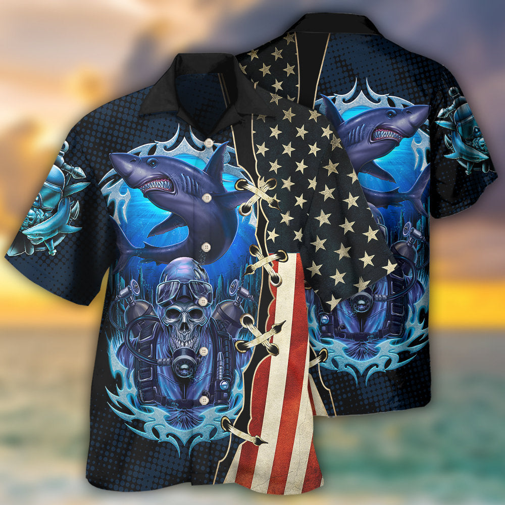 Diving Independence Day Hawaiian Shirt Artwork Detail For Resort Trips And Outdoor Activities