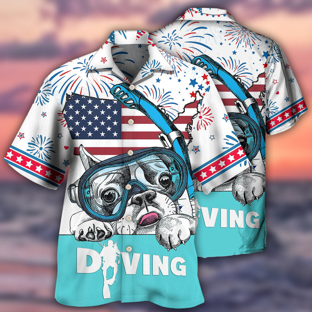 Diving Independence Day American Hawaiian Shirt Design Detail For Sunny Adventures And Casual Wear