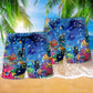 Diving Ocean Dark Beach Shorts Pattern Detail For Island Trips And Laid Back Daily Wear