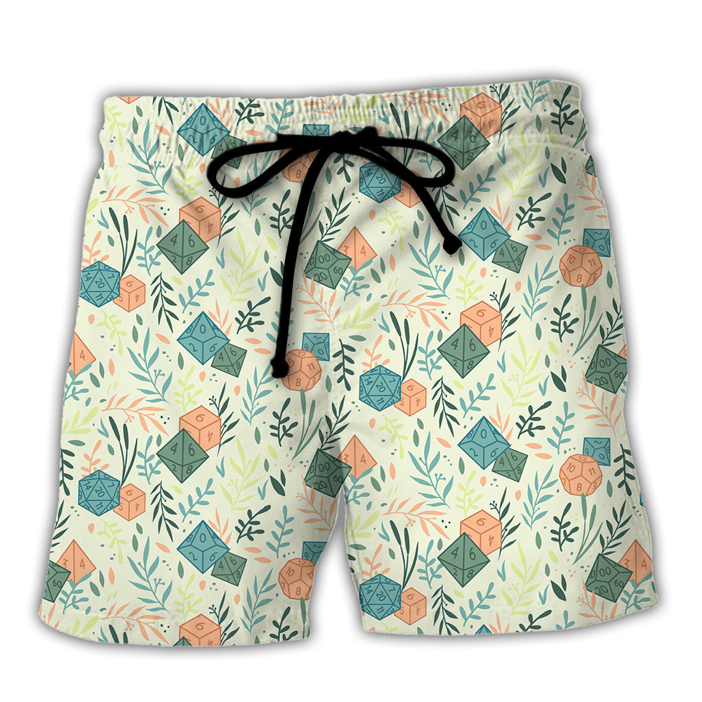 Botanical Fantasy Roleplaying Dice Beach Shorts For Summer Vacations And Everyday Comfort