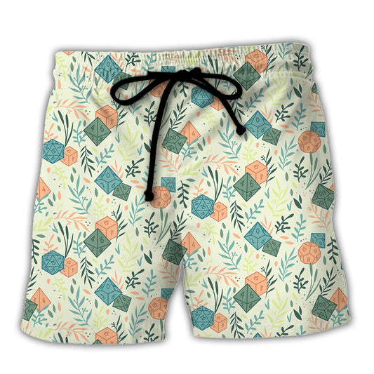 Botanical Fantasy Roleplaying Dice Beach Shorts For Summer Vacations And Everyday Comfort