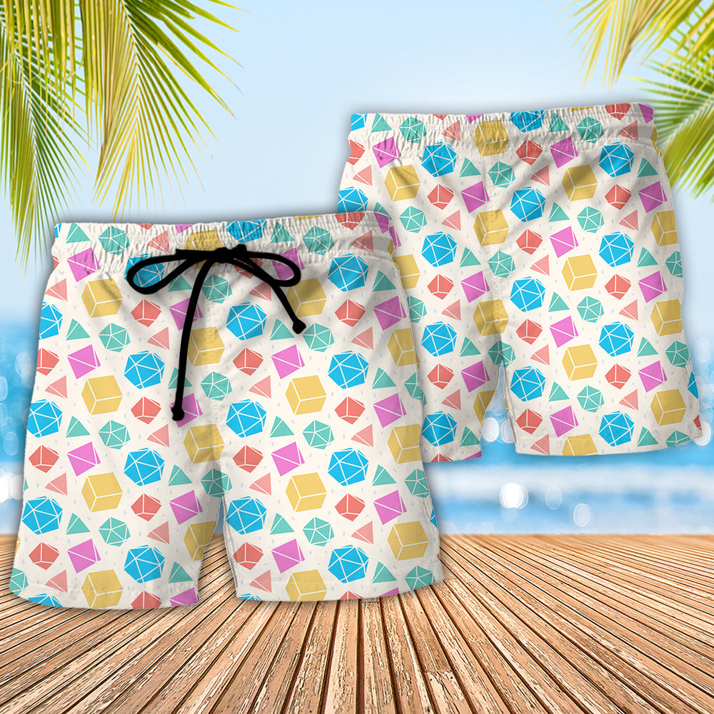 Dnd Dice Polygonal Cool Pattern Beach Shorts For Outdoor Activities And Vacation Styling