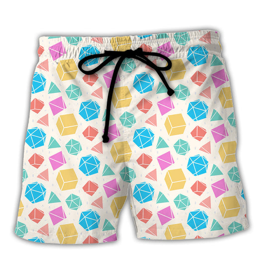 Geometric Fantasy Roleplaying Dice Beach Shorts For Holiday Cruises And Versatile Outdoor Wear
