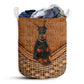 Doberman Dog Rattan Texture Laundry Basket For Bathroom Bedroom Storage