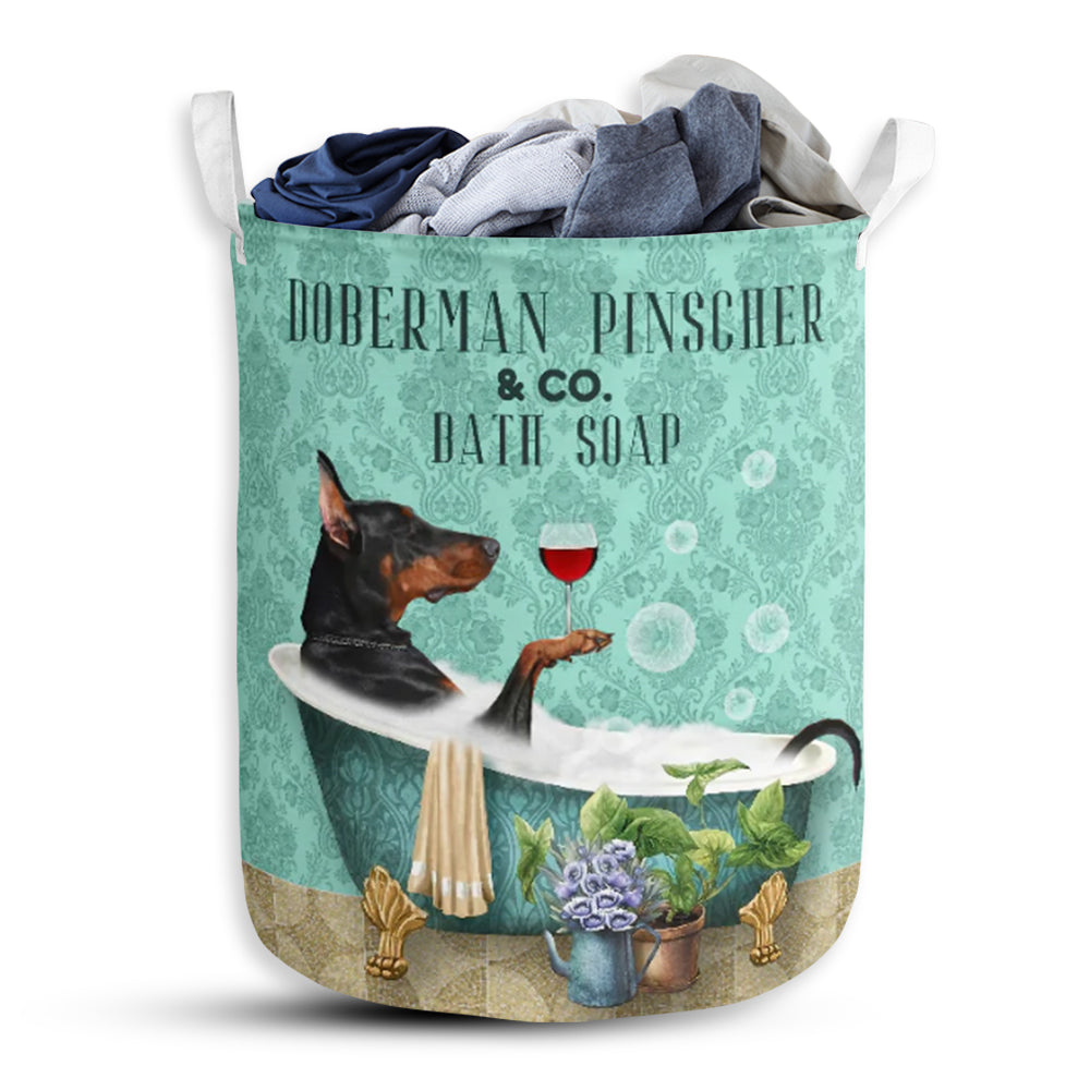 Doberman Pinscher Dog And Bath Soap Laundry Basket For Bathroom Bedroom Storage