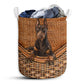 Doberman Pinscher Dog Rattan Texture Laundry Basket For Bathroom Bedroom Storage