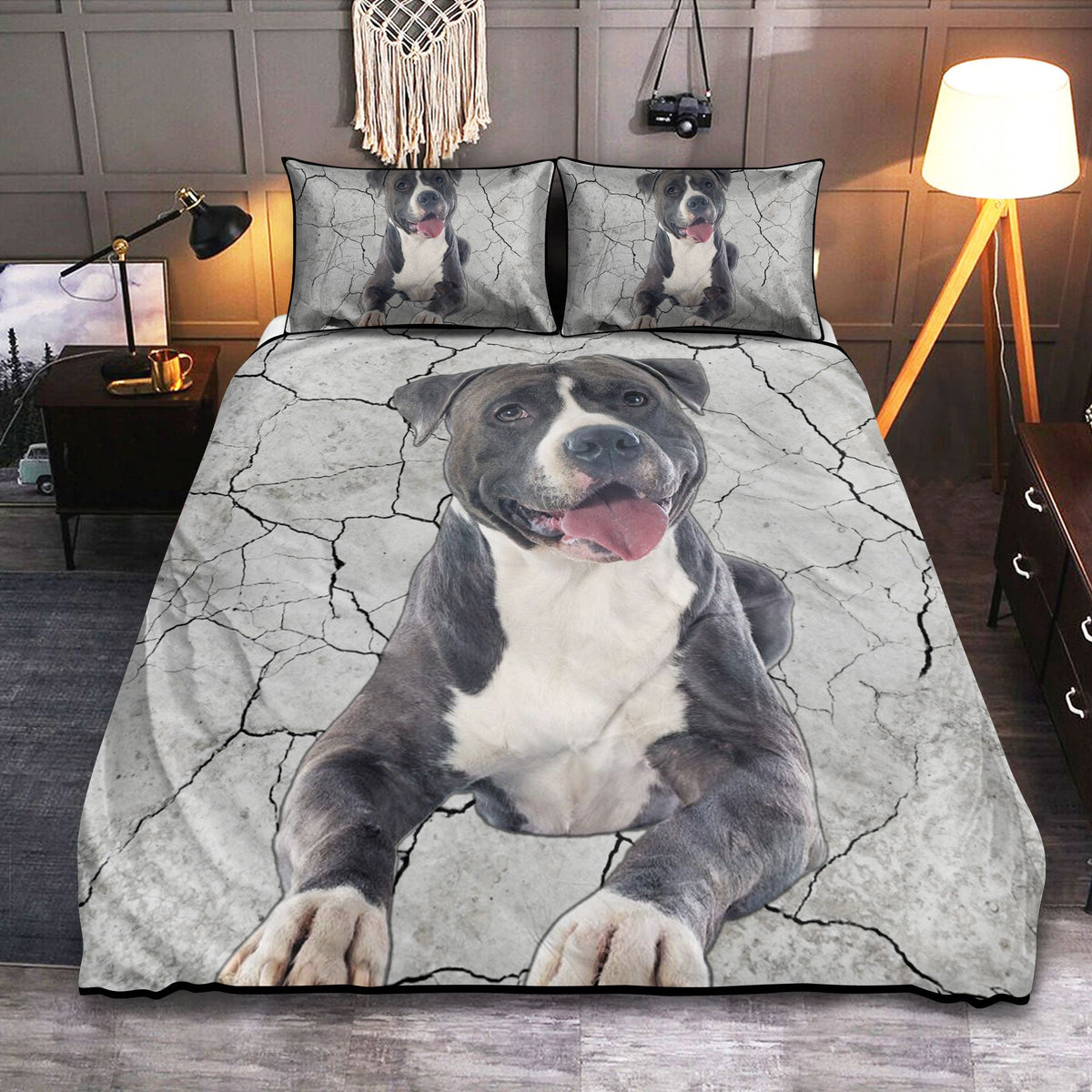 Staffordshire Dog Goodnight Happy Bedding Cover For Pet Lover Bedroom Decor