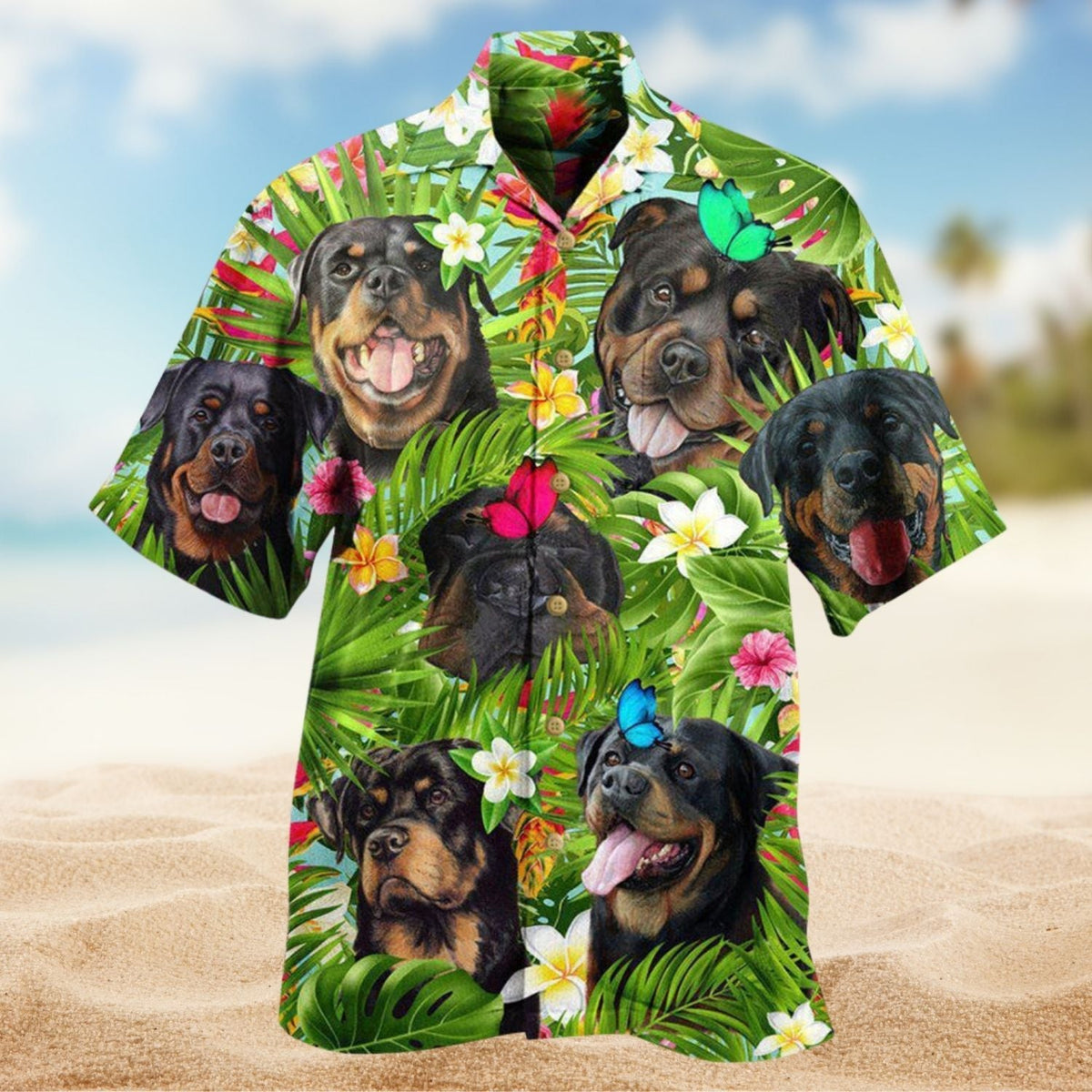 Summer Dog Rottweiler Hawaiian Shirt For Island Vacations, Resort Wear, And Relaxed Seasonal Style