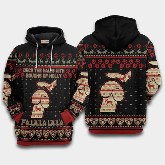 Dog Holiday Fa La Hoodie For Christmas Events Holiday Travel And Comfortable Casual Outfits