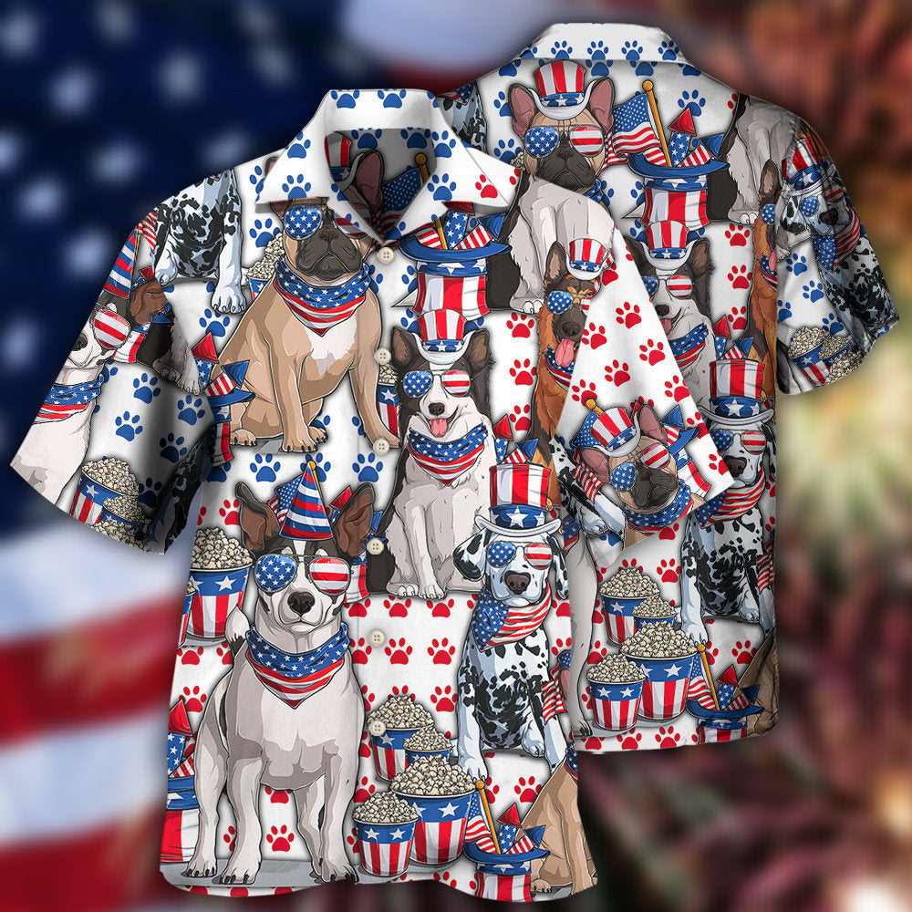 Dog Independence Day Dogs Hawaiian Shirt Pattern View For Lightweight Everyday Style
