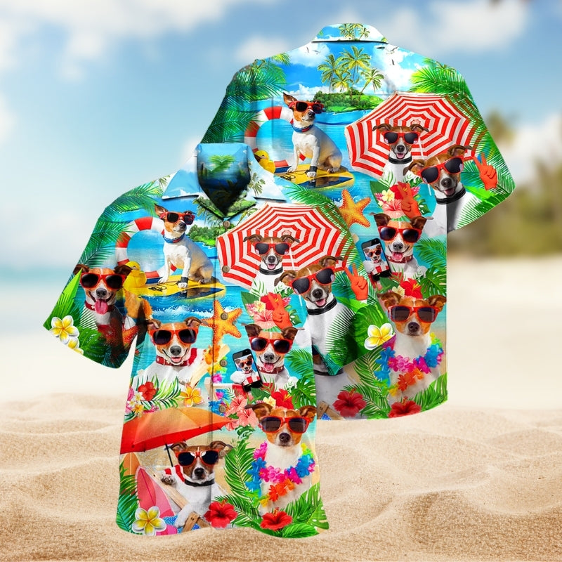 Dog Beach Hawaiian Shirt For Summer Vacation, Beach Travel, And Casual Wear