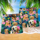 Golden Retriever Flower Hug Beach Shorts Pattern Detail For Resort Wear And Easygoing Coastal Style