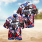 American Dog Hawaiian Shirt For Summer Vacation, Beach Travel, And Casual Wear