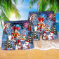 Dog Merry Christmas So Happy Hawaiian Print Beach Shorts For Christmas Getaways