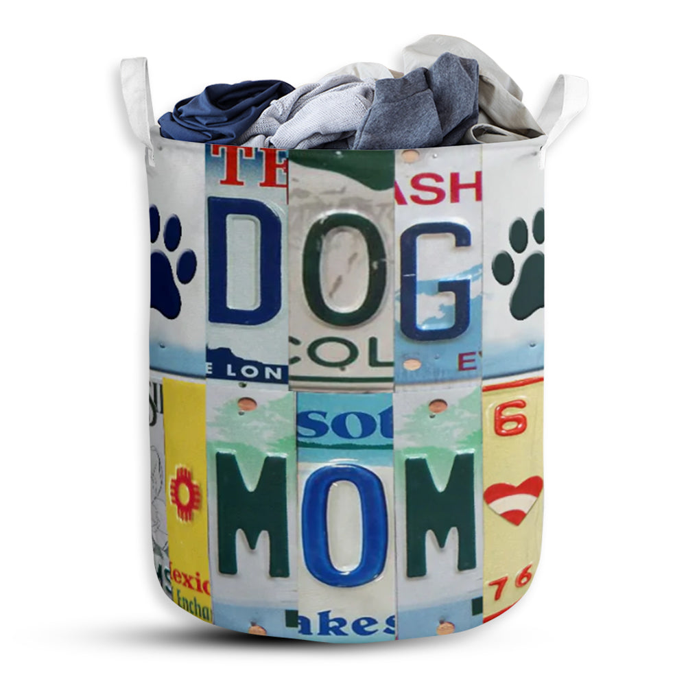 Dog Mom Live Love License Plate Laundry Basket For Bathroom Bedroom Storage