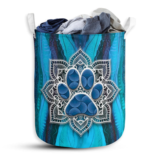 Dog Paw And Mandala Laundry Basket For Bathroom Bedroom Storage
