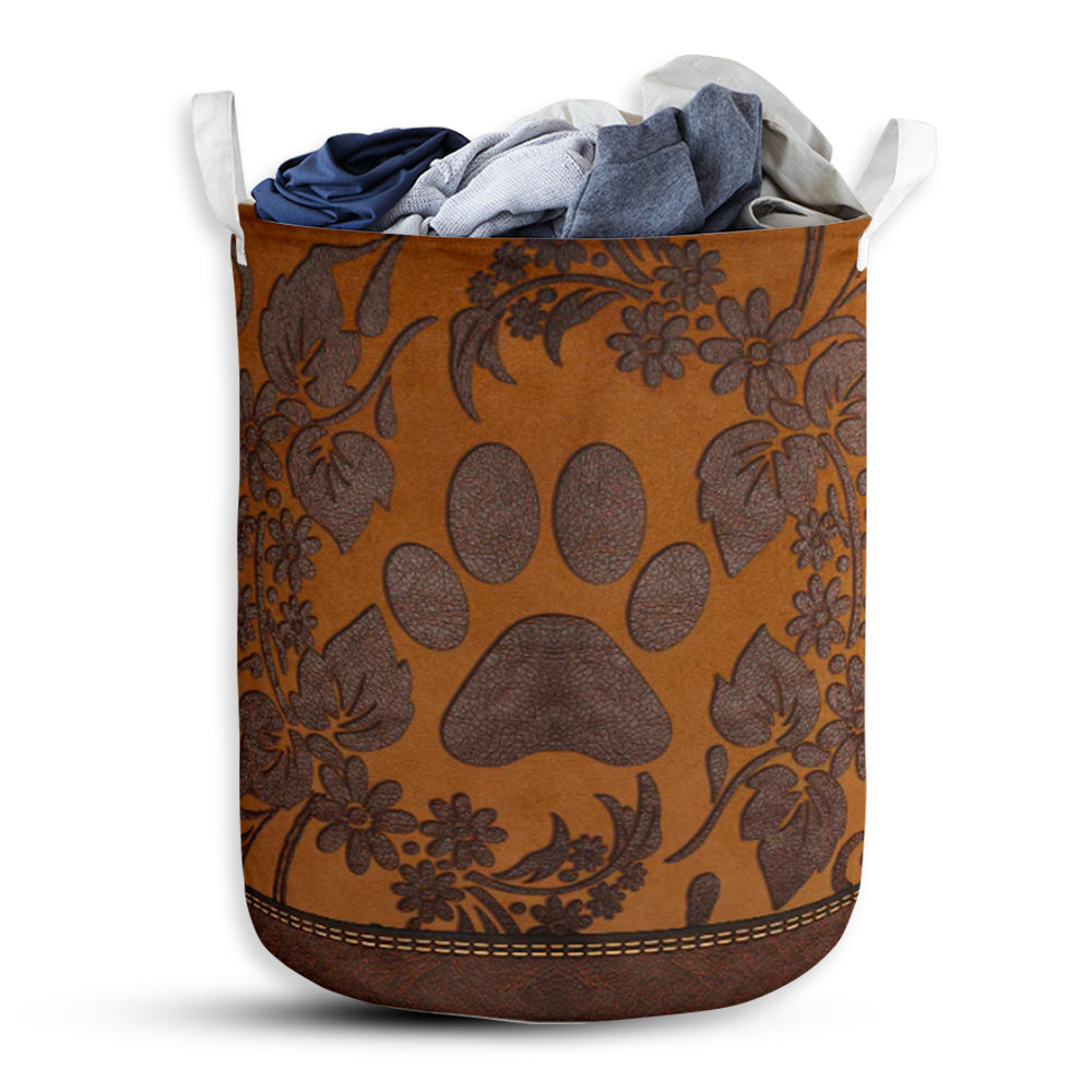 Dog Paw Floral Vintage Style Laundry Basket For Bathroom Bedroom Storage