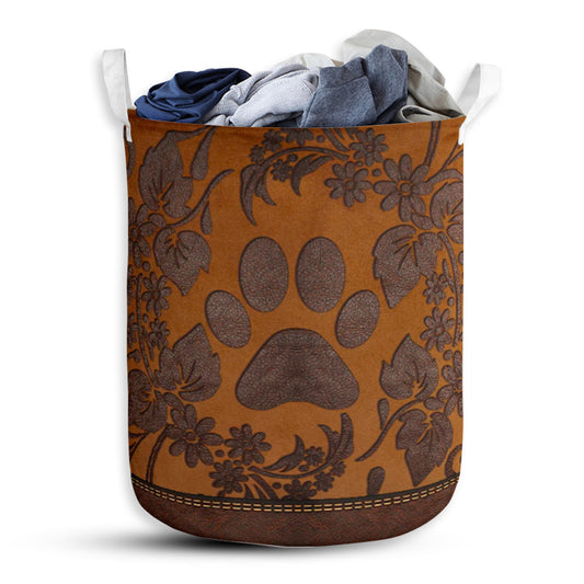 Dog Paw Floral Vintage Style Laundry Basket For Bathroom Bedroom Storage