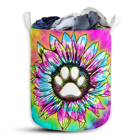 Dog Paw Flower Color Laundry Basket For Bathroom Bedroom Storage