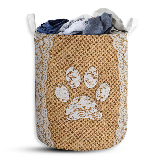 Dog Paw Lace Laundry Basket For Bathroom Bedroom Storage