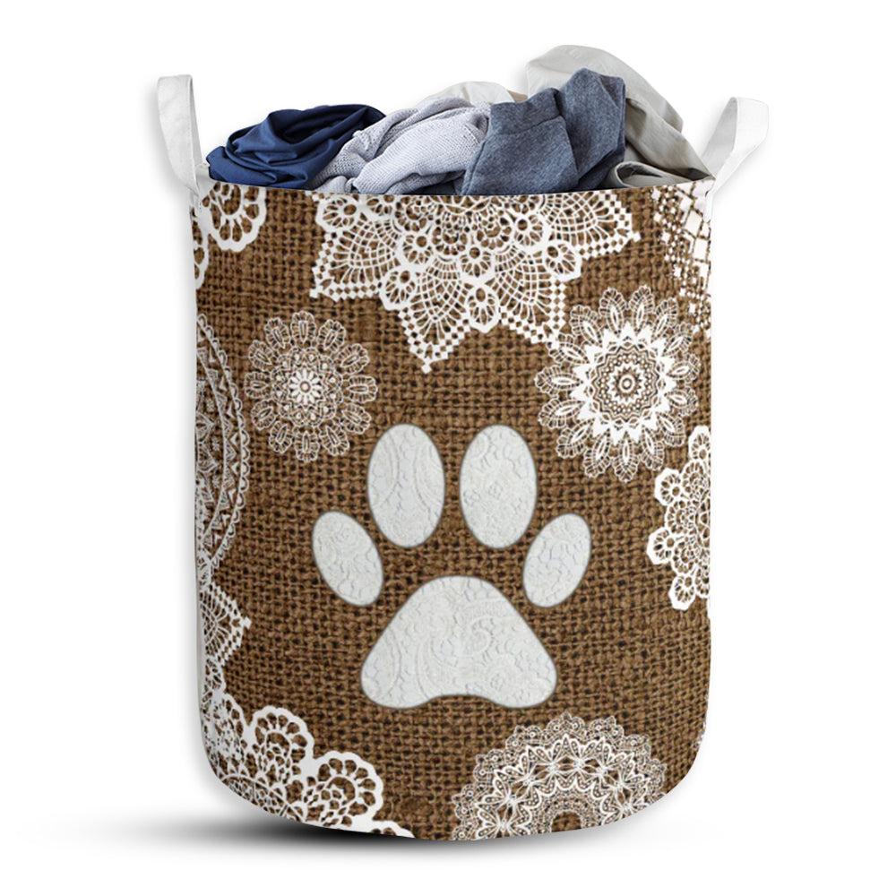 Dog Paw Lace Handmade Laundry Basket For Bathroom Bedroom Storage