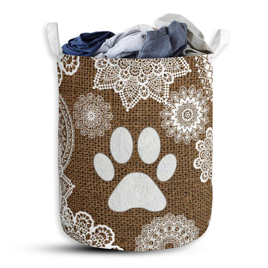 Dog Paw Lace Handmade Laundry Basket For Bathroom Bedroom Storage