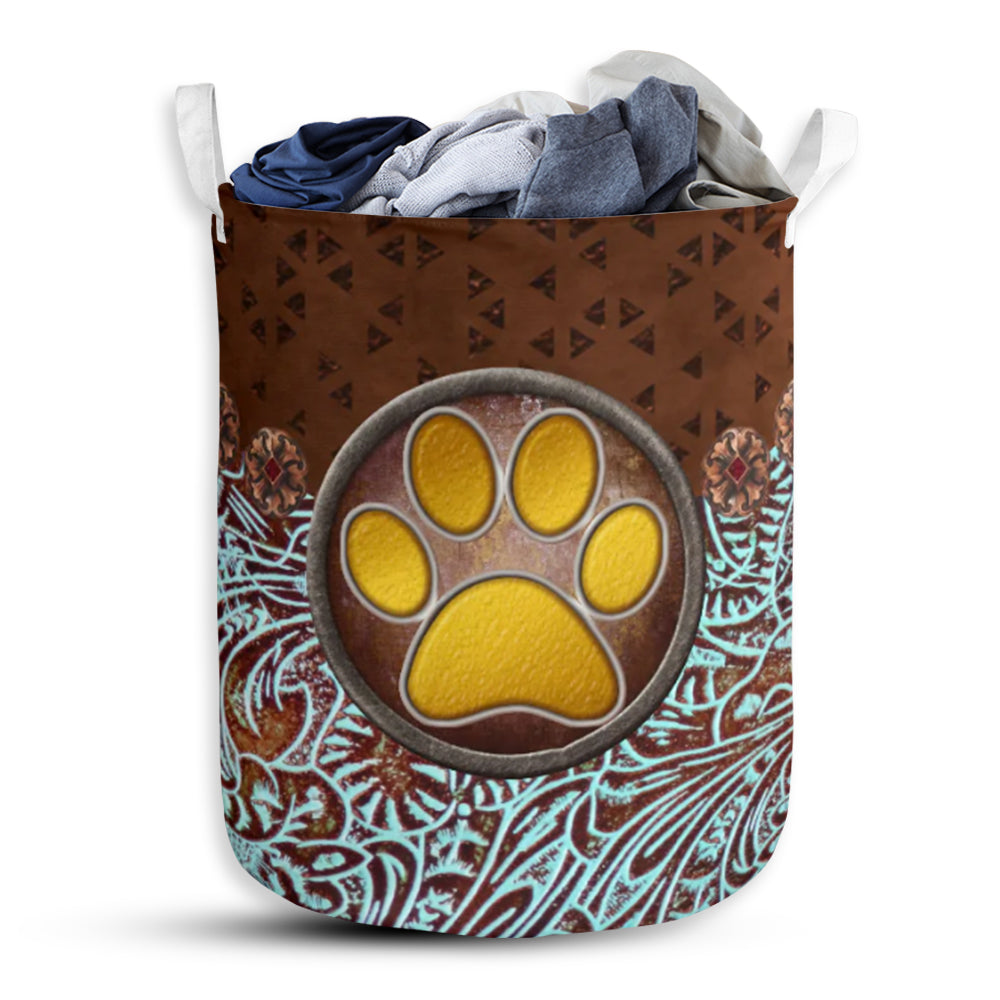 Dog Paw Vignette Vintage Laundry Basket For Bathroom Bedroom Storage