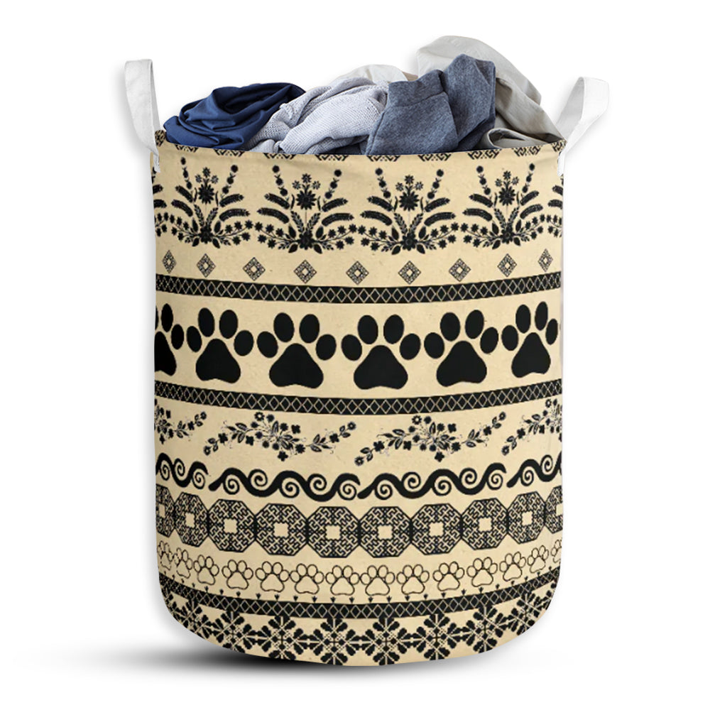 Dog Paw Vintage Laundry Basket For Bathroom Bedroom Storage