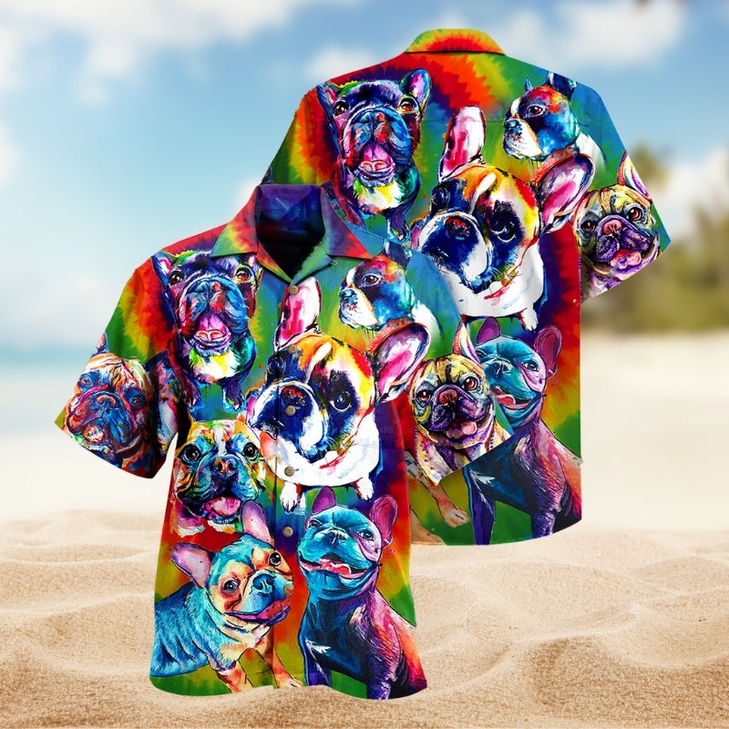 Colorful Dog Pitbull Hawaiian Shirt For Resort Trips, Coastal Parties, And Warm Weather Style